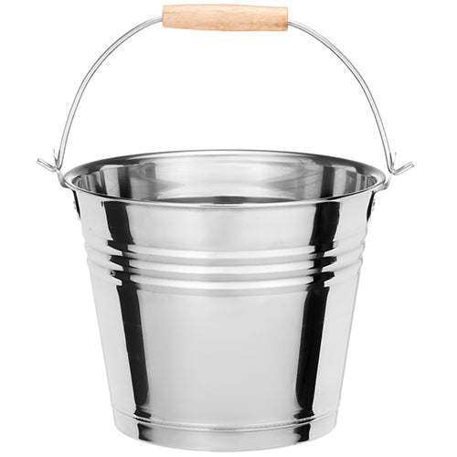 4Living Sauna Bucket Sauna Bucket, Stainless Steel w/ Curved Handle, Beech Grip, 6L