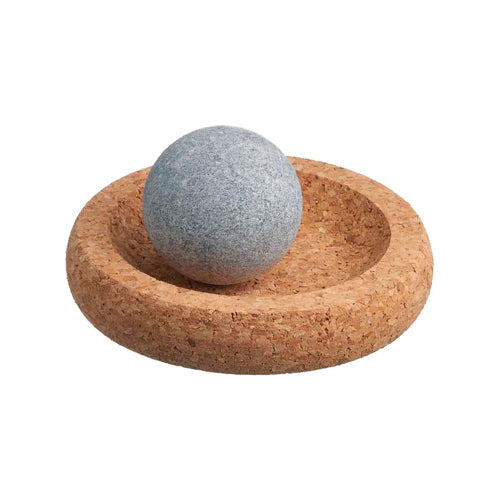 Hukka Mini SoleJoy Sauna Massage Stone w/ Natural Cork Base, Sphere