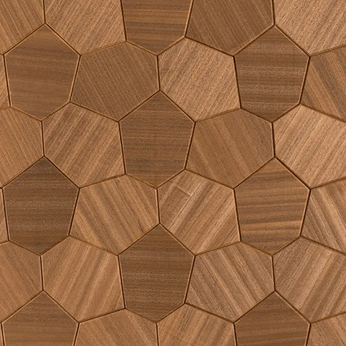 PROSAUNAS Modern Thermo Sauna Wall Panels, Irregular Hexagon Pattern, Thermo-Abachi
