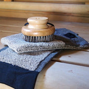 Rento Wash Mitten Sauna Wash Mitten, Brown, Terry Linen, Double-Lined, 6" x 10"