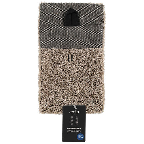 Rento Wash Mitten Sauna Wash Mitten, Brown, Terry Linen, Double-Lined, 6" x 10"