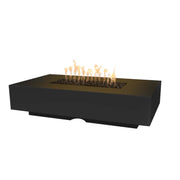 Black Cabo Linear Fire Pit by The Outdoor Plus featuring a sleek 66-inch powder-coated outdoor fire pit design