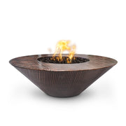 Hammered copper Cazo Fire Pit with wide ledge by The Outdoor Plus, 48-inch outdoor fire pit for cozy backyard gatherings.