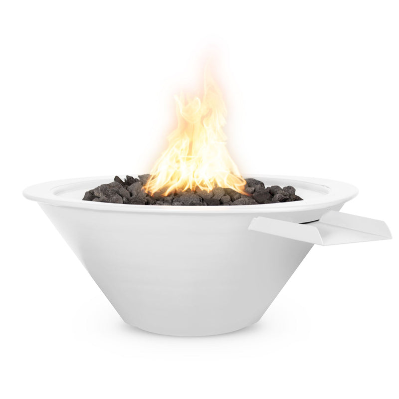 Cazo 24 inch square powder coat fire and water bowl white finish — compact outdoor fire water feature