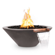 Cazo 31 inch GFRC concrete fire water bowl chestnut finish — The Outdoor Plus made in USA