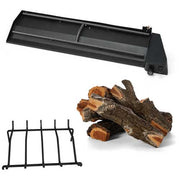 HPC Black Powder Coated SS Push Button Flame Sense Dual Burner Outdoor Fireplace