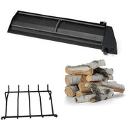 HPC Black Powder Coated SS Push Button Flame Sense Dual Burner Outdoor Fireplace