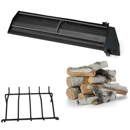 HPC Black Powder Coated SS Push Button Flame Sense Dual Burner Outdoor Fireplace