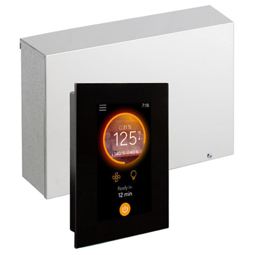 Harvia Fenix FX30C-U1-XC sauna heater control panel with digital display and control buttons for temperature and timer adjustment.