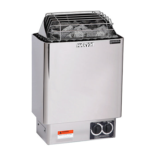 Harvia KIP45B Pkg KIP Series 4.5kW Sauna Heater Package, Built-In Controls, Stainless Steel