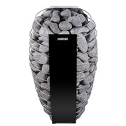 Harvia Spirit SP90E electric sauna heater with open stone cage and black front panel