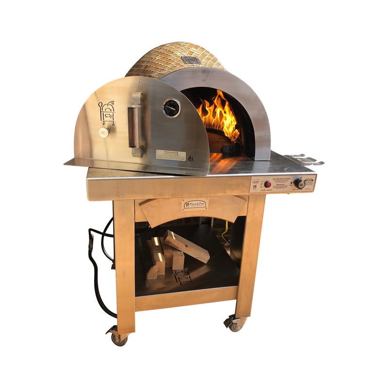 HPC Forno Series Dual Fuel Wood and Gas Glass Tile Pizza Oven