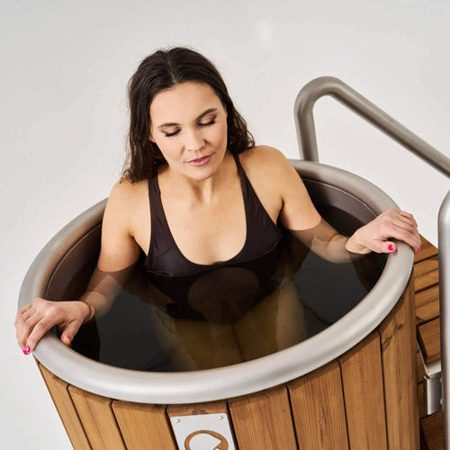 Icetubs IceBarrel Immersion Tub, Thermowood & Stainless Cold Plunge, 53"L x 31"W x 47"H