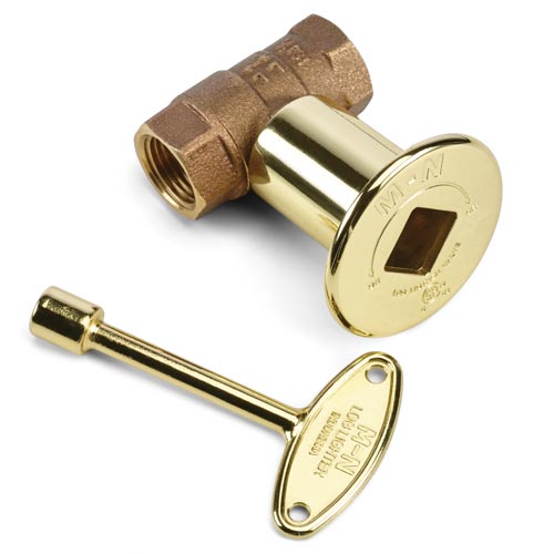 HPC Polished Brass Flange and Key with 1/2" Straight Valve