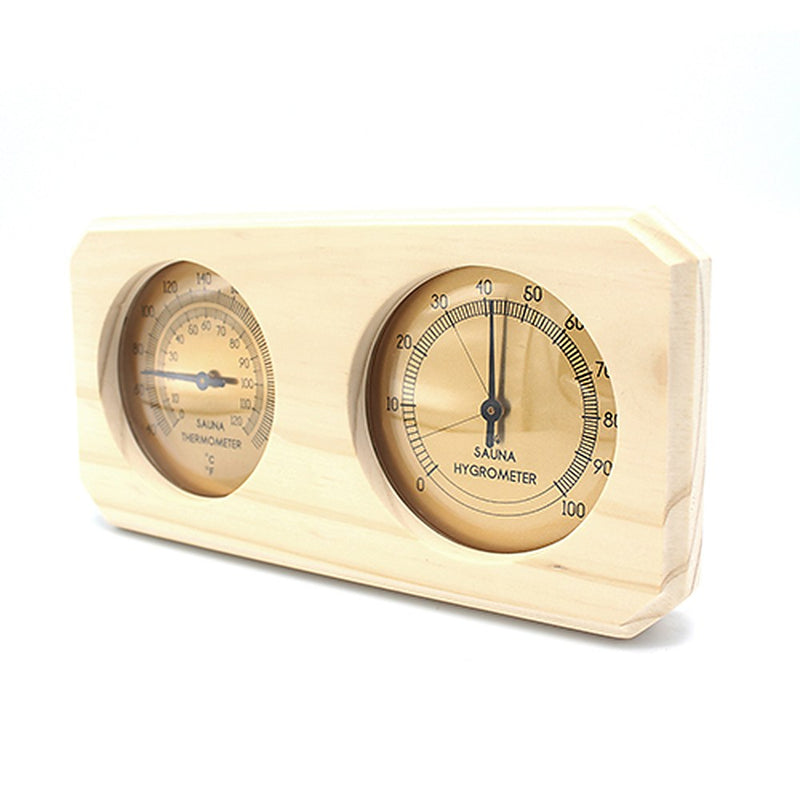 PROSAUNAS pine sauna thermometer and hygrometer with Fahrenheit and Celsius scales
