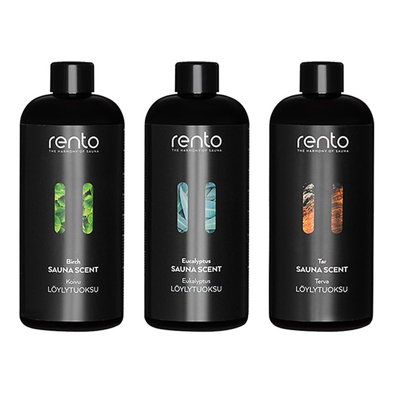Rento Sauna Scent Package with Birch, Eucalyptus and Wood Tar 400 mL bottles