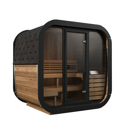 SaunaLife Model CL5G Cube Luxury Series Outdoor Home Sauna Kit, Up to 4 Persons