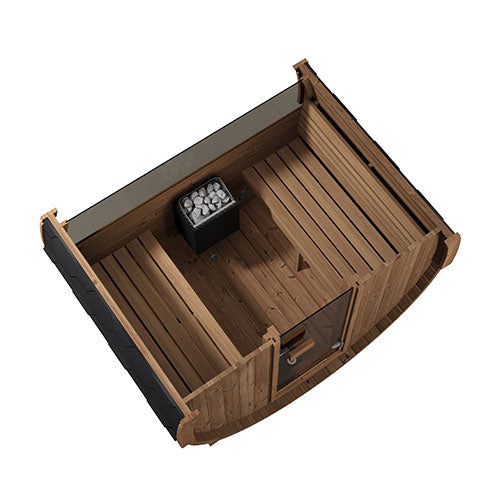 SaunaLife Model E6W Ergo Series Outdoor Sauna Barrel Kit, Rear Window, Up to 3 Persons