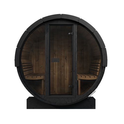 SaunaLife Model E7GB Ergo Series Outdoor Sauna Barrel Kit, Glass Front, DIY, Paint Included, Up to 4 Persons