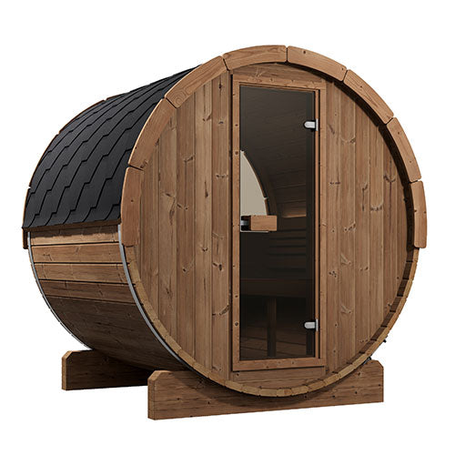 SaunaLife Model E7W Ergo Series Outdoor Sauna Barrel Kit, Rear Window, Up to 4 Persons