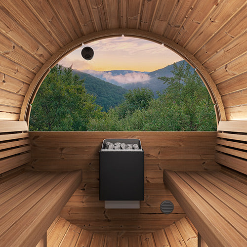 SaunaLife Model E8W Ergo Series Outdoor Sauna Barrel Kit, Rear Window, Up to 6 Persons