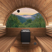 SaunaLife Model E8WB Ergo Series Outdoor Sauna Barrel Kit, Rear Window, DIY, Paint Included, Up to 6 Persons