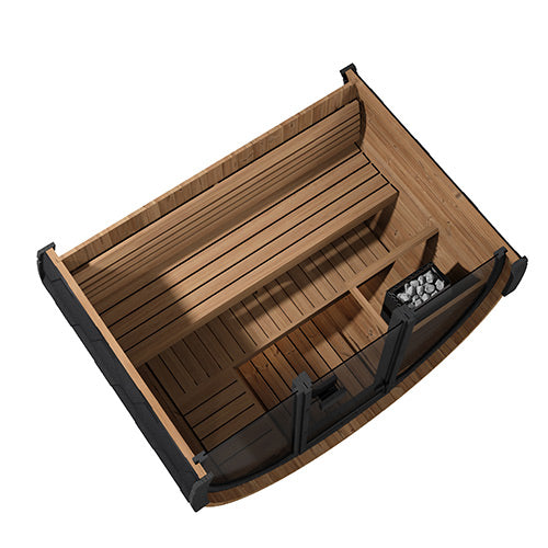 SaunaLife Model EE6G Ergo Elegance Series Outdoor Sauna Barrel Kit, Glass Front, Up to 4 Persons