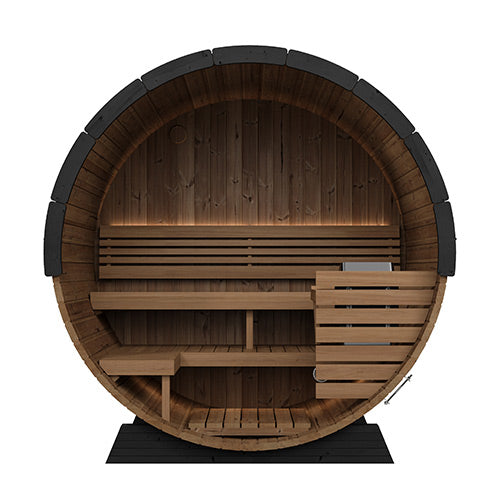 SaunaLife Model EE6GB Ergo Elegance Series Outdoor Sauna Barrel Kit, Glass Front, DIY, Paint Included, Up to 4 Persons