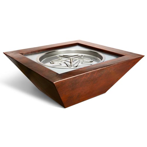 HPC 40" Sq Sedona Hammered Copper Fire Bowl