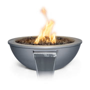 Sedona 27 inch powder coat fire and water bowl gray finish with gravity spill cascading water and gas flame