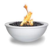 Sedona 27 inch powder coat fire bowl white finish — The Outdoor Plus modern outdoor fire feature