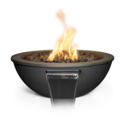 Sedona 27 inch powder coat fire and water bowl gloss black — simultaneous fire and cascading water