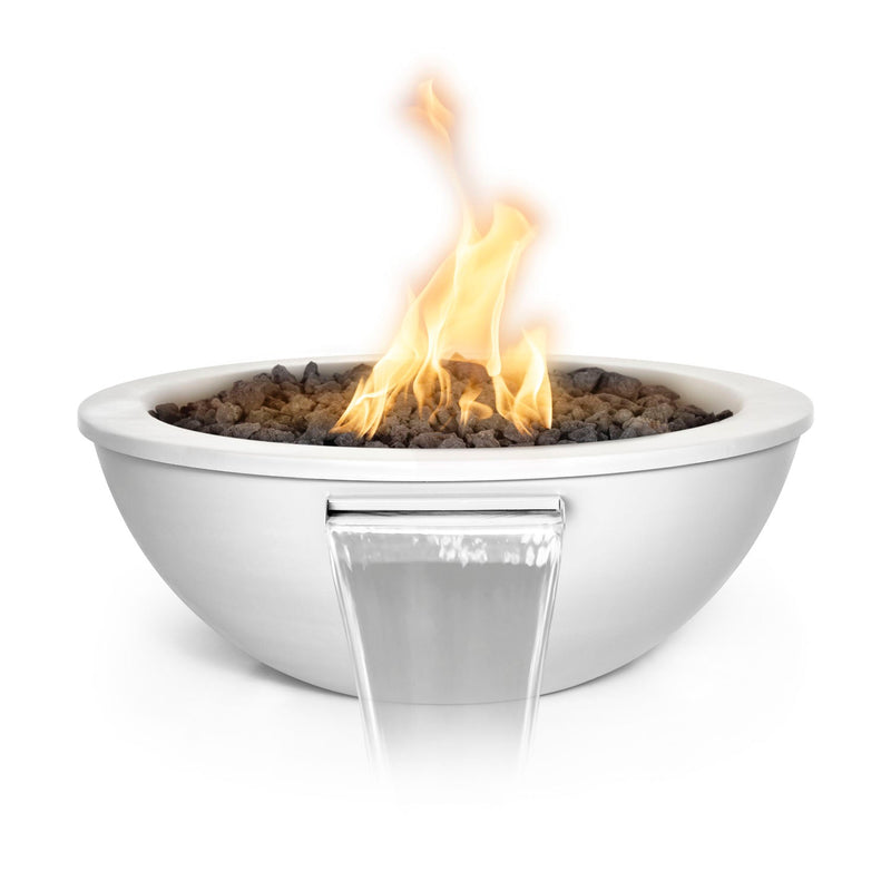 Sedona 27 inch powder coat fire and water bowl white finish — The Outdoor Plus fire water feature
