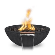 Sedona 27 inch GFRC wood grain fire water bowl ebony close-up showing wood grain concrete texture