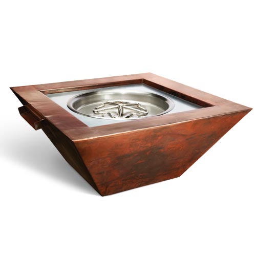 HPC 36" Sq Sierra Hammered Copper Fire & Water Bowl