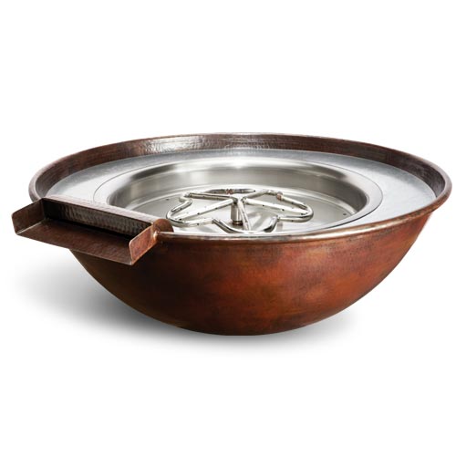 HPC 31" Tempe-Topper Hammered Copper Fire & Water Bowl