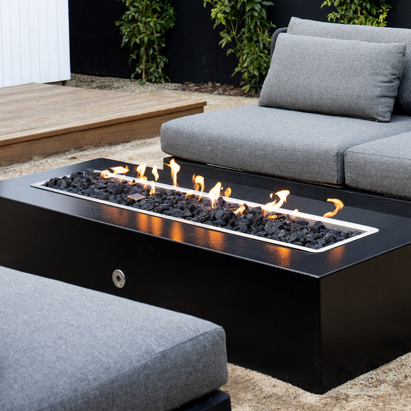 Regal black powder coat fire pit with outdoor seating