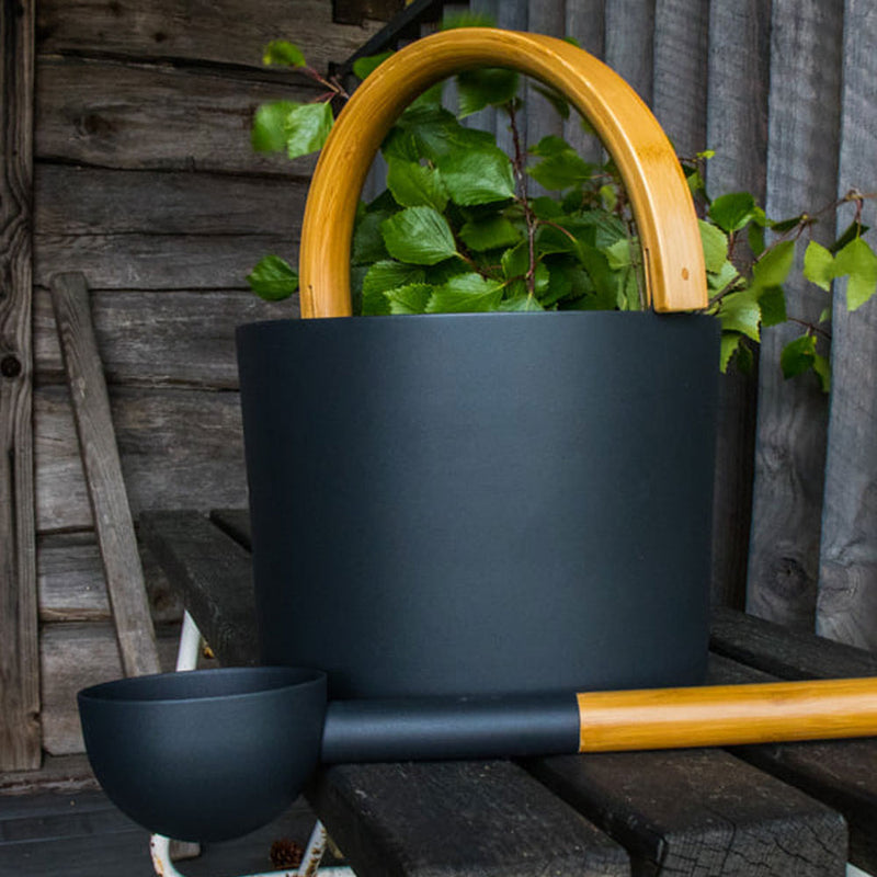 KOLO Bucket 2 Sauna Bucket with Curved Handle, Bamboo/Aluminum, 1.3 Gal