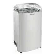 Harvia Club Series 10kW sauna heater with black metal exterior and control panel, designed for home or spa saunas.
