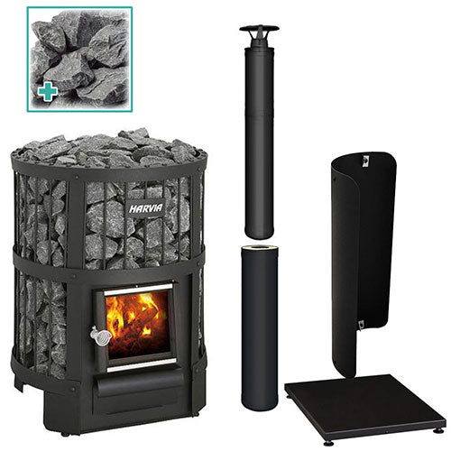 Harvia Legend 150 BK Pkg Wood-Burning Sauna Stove Package, 16kW