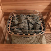 Harvia Club Series 10kW sauna heater with digital controls and stainless steel exterior, designed for home sauna rooms.