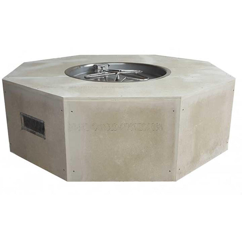 HPC Fire octagon ready-to-finish fire pit kit with torpedo burner — 45 inch stainless steel hardware kit for custom stone or concrete enclosure build