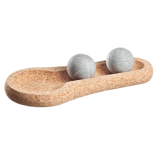 Hukka SoleJoy Sauna Massage Stones w/ Natural Cork Base, Spheres, 2 Pieces