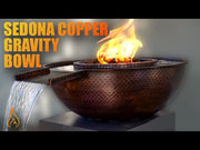 Sedona copper gravity spill fire and water bowl — simultaneous fire and cascading water demo