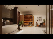 ThermaSol Aalto indoor sauna with steam capability and panoramic glass front