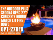 The Outdoor Plus Sedona GFRC 27 inch concrete round fire bowl product demonstration